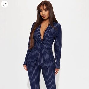 Navy Pinstripe Women's Jumpsuit